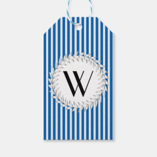 Elegantes Personalisiertes Monogramm auf blauen St Geschenkanhänger