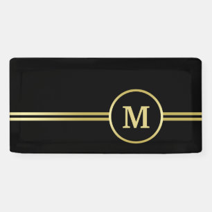 Elegantes, Personalisiertes Monogramm auf schwarz Banner