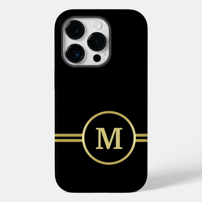 Elegantes, Personalisiertes Monogramm auf schwarz Case-Mate iPhone Hülle (Rückseite)