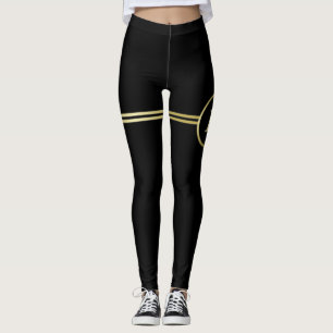 Elegantes, Personalisiertes Monogramm auf schwarz Leggings