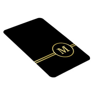 Elegantes, Personalisiertes Monogramm auf schwarz Magnet