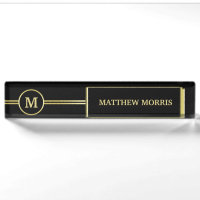 Elegantes, Personalisiertes Monogramm auf schwarz