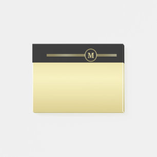 Elegantes, Personalisiertes Monogramm auf schwarz Post-it Klebezettel