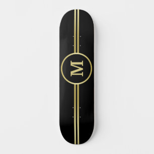 Elegantes, Personalisiertes Monogramm auf schwarz Skateboard