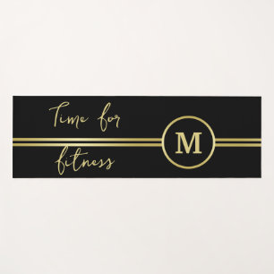 Elegantes, Personalisiertes Monogramm auf schwarz Yogamatte