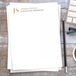 Elegantes Personalisiertes Monogramm aus Weiß und  Briefbogen