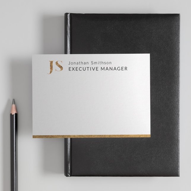 Elegantes Personalisiertes Monogramm aus Weiß und  Mitteilungskarte (Von Creator hochgeladen)