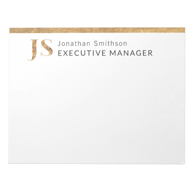 Elegantes Personalisiertes Monogramm aus Weiß und  Notizblock (Vorderseite)