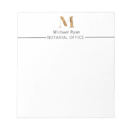 Elegantes Personalisiertes Monogramm aus Weiß und  Notizblock