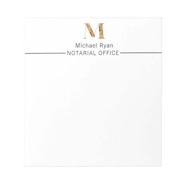 Elegantes Personalisiertes Monogramm aus Weiß und  Notizblock (Vorderseite)