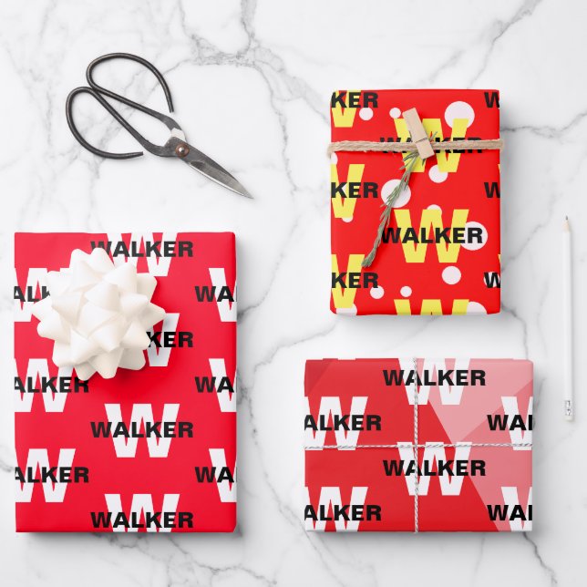 Elegantes Personalisiertes Monogramm Name Bright R Geschenkpapier Set (Vorderseite)