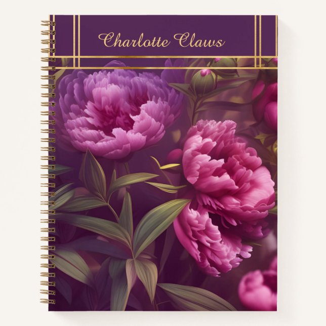 Elegantes Personalisiertes Peony-Notebook Notizbuch (Vorderseite)