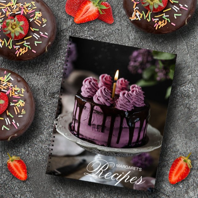 Elegantes Personalisiertes Rezept-Notebook Notizbuch (Elegant personalized recipe spiral bound notebook, hard or soft cover)