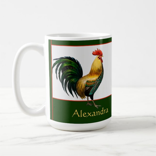 Elegantes Personalisiertes Roster-Huhn Kaffeetasse (Links)