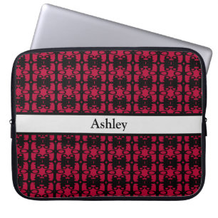 Elegantes personalisiertes schwarz-rotes abstrakte laptopschutzhülle