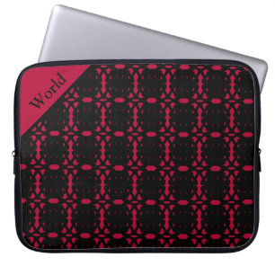 Elegantes personalisiertes schwarz-rotes abstrakte laptopschutzhülle