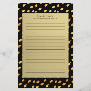 Elegantes Personalisiertes Schwarz und Gold Briefpapier