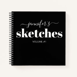 Elegantes Personalisiertes schwarzes Sketchbook - Notizbuch