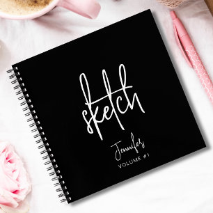 Elegantes Personalisiertes schwarzes Sketchbook - Notizbuch