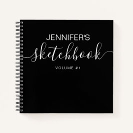 Elegantes Personalisiertes schwarzes Sketchbook - Notizbuch