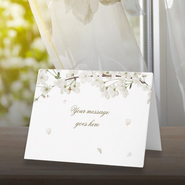 Elegantes Personalisiertes Skript Hübsch Weißes Bl Karte (Elegant Personalized Script Pretty White Blossom Card)