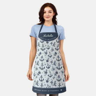 elegantes, personalisiertes Vintage-Anker-Muster Schürze