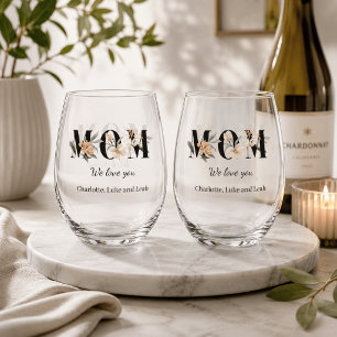 Elegantes personalisiertes Wein-Glas-Set für Mama  Weinglas Ohne Stiel