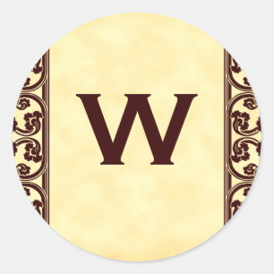 Elegantes persönliches Monogramm in Braun Runder Aufkleber