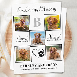 Elegantes Pet-Memorial Personalisiert 5 FotoCollag Dankeskarte