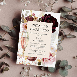 Elegantes Petals & Prosecco Brautparty Einladung