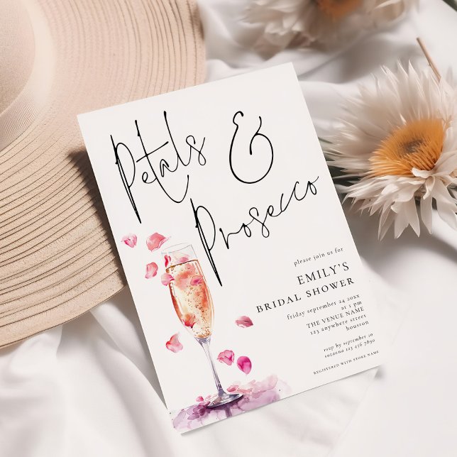 Elegantes Petals Prosecco Glass Brautparty Einladung (Von Creator hochgeladen)