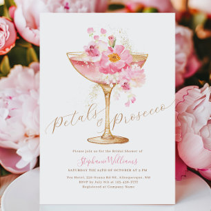 Elegantes Petals und Prosecco Brautparty Einladung