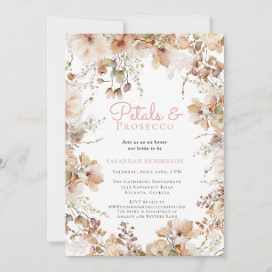 Elegantes Petals und Prosecco Brautparty Einladung