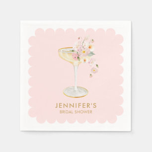 Elegantes Petals und Prosecco-Brautparty Serviette