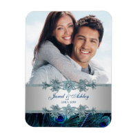 Elegantes Pfau-Foto speichert Datumsmagnete