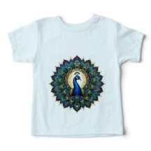 Elegantes Pfauen-Mandala-T-Shirt für Kleinkinder |