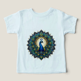 Elegantes Pfauen-Mandala-T-Shirt für Kleinkinder |