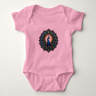 Elegantes Pfauen-Mandala-T-Shirt für Kleinkinder | Baby Strampler