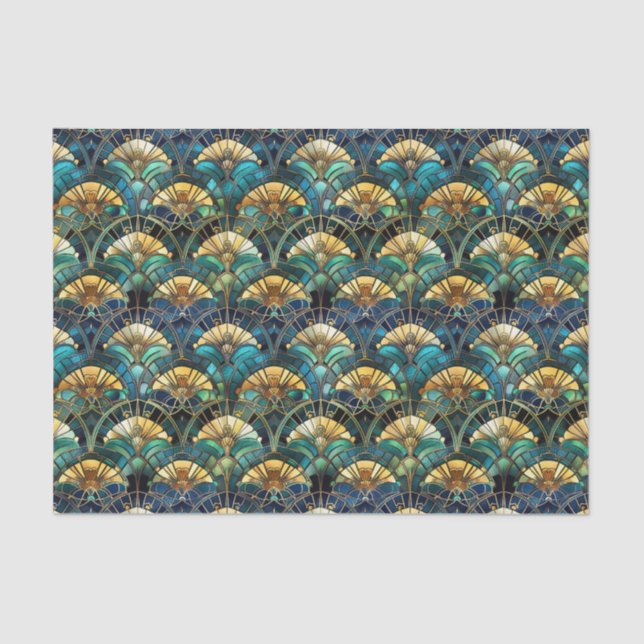 Elegantes Pfauenfarbengefestigtes Glas Seidenpapier (Vorderseite)