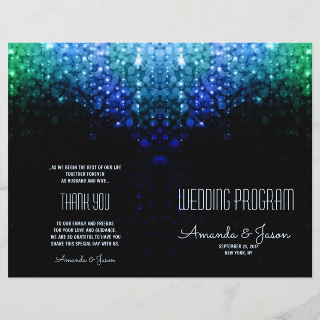 Elegantes Pfauenfarbenleuchten mit einem Hochzeits (Vorderseite)