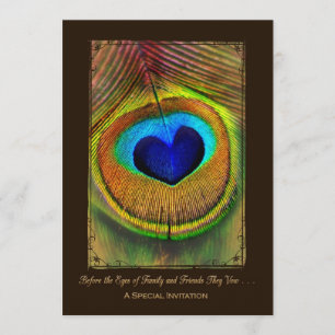 Elegantes Pfauenfutter Hochzeit Einladung