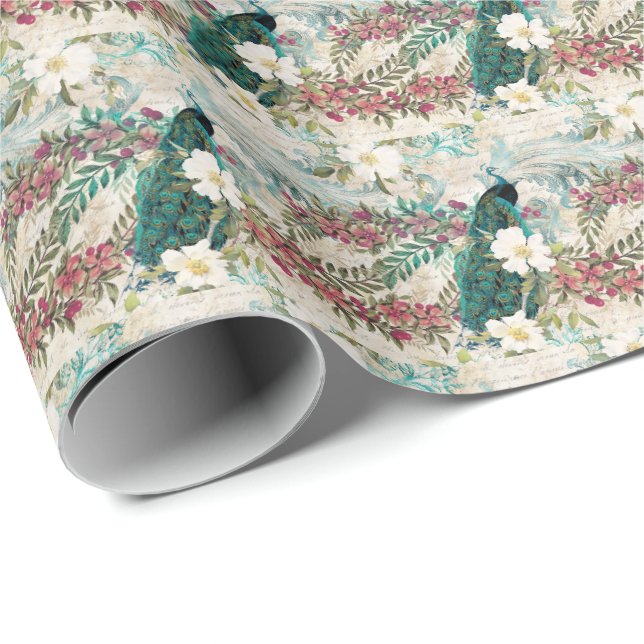Elegantes Pfauengeschenkpapier Geschenkpapier (Rolleneckpunkt)