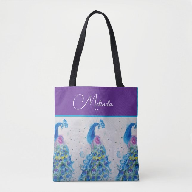Elegantes Pfauenwasser Blaue Malerei (Vorderseite)