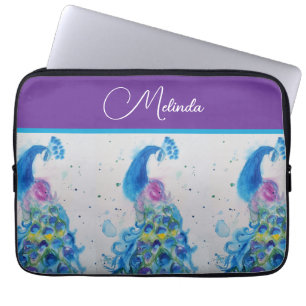Elegantes Pfauenwasser Blaue Malerei Laptopschutzhülle