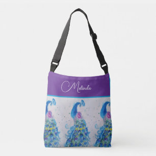 Elegantes Pfauenwasser Blaue Malerei Tragetaschen Mit Langen Trägern