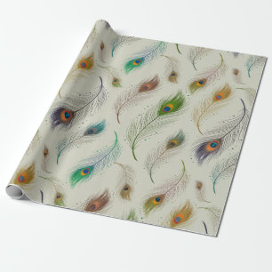 Elegantes Pfaufeder-Muster Packpapier