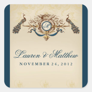 Elegantes Pfauthema Quadratischer Aufkleber