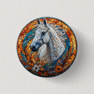 Elegantes Pferd-Buntglasporträt Button