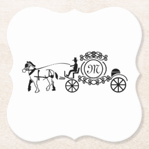 Elegantes Pferd Gezeichnet Hochzeitwagen-Monogramm Untersetzer
