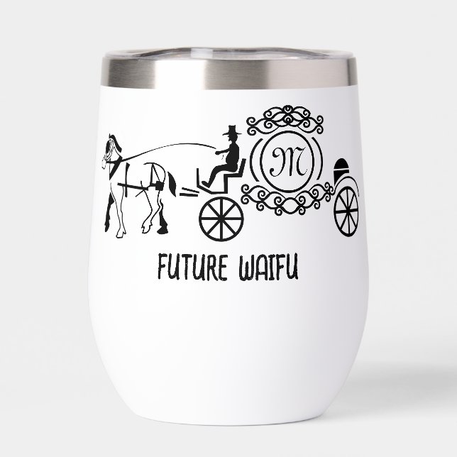 Elegantes Pferd Gezeichnet Wedding Wagon Monogramm (Rückseite)